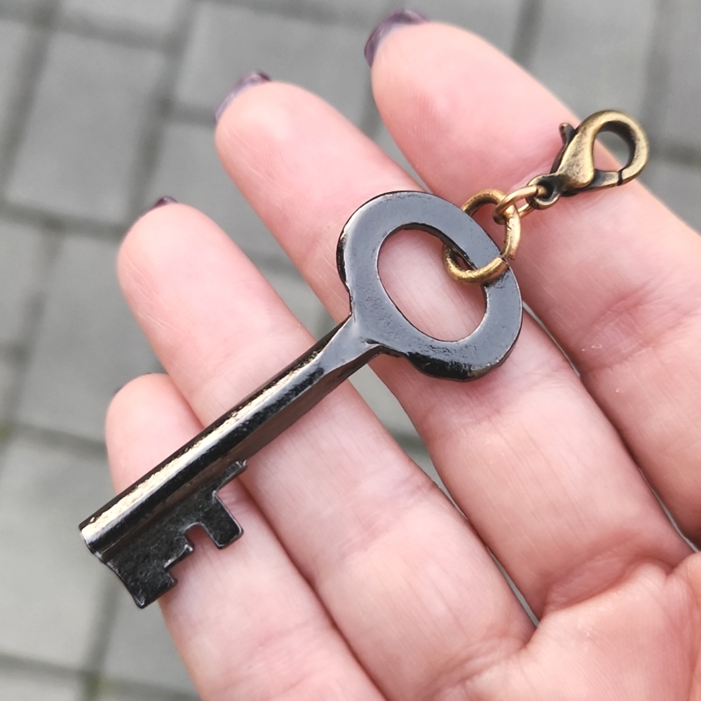 Anthropologie Black Skeleton Key Charm